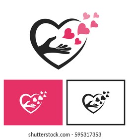 Love And Care Logo. Hand Sowing Love