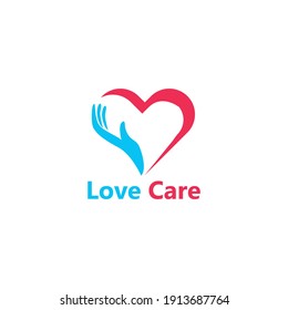 Love Care logo icon vector, Heart icon template icon, People car, pink colour