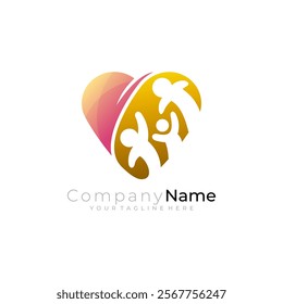 Love care logo with people design combination, medical logos