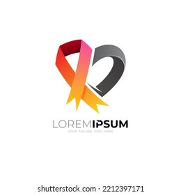 Love care logo with ribbon design combination, social logos