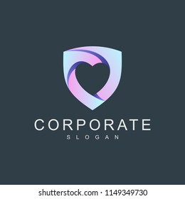 Love And Care Logo, Shield With Heart Logo