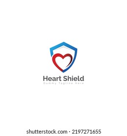 love and care logo, shield with heart logo