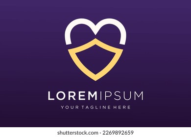 love and care logo, shield with heart logo