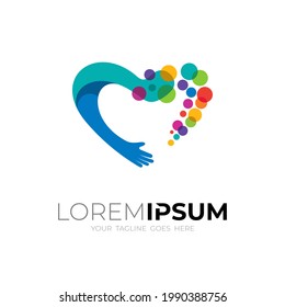 Love care logo template with colorful icons, charity design