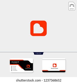 love care rounded rectangle logo template vector illustration, free business card design