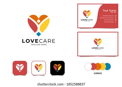 love care with simple people logo design and business card