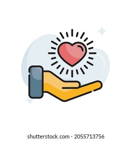 Love and care vector filled outline icon style illustration. EPS 10 file