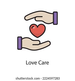 Love Care Vector Filled Outline Icon Design illustration. Love Symbol on White background EPS 10 File
