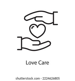 Love Care Vector Outline Icon Design illustration. Love Symbol on White background EPS 10 File