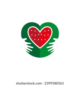 diseño del logo del vector de la sandía de amor. logotipo de símbolo de paz