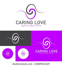 Love caring logo.Simple and creative icon style.Modern minimal. Vector illustration.