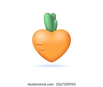 love carrot concept. love with carrot. illustration of a heart-shaped carrot. plants and vegetables. icon or symbol. minimalist 3d style design. element