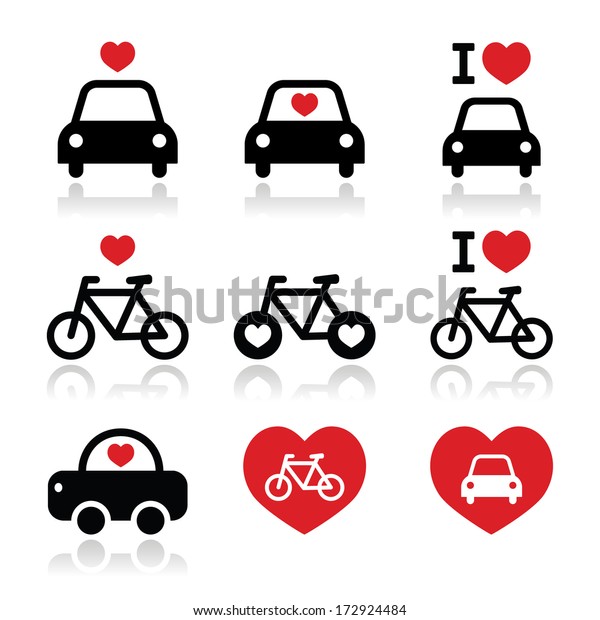 I love cars and bikes icons\
set