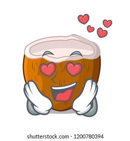 In love cartoon beverage coconuts on the beach