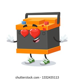 In love cartoon car battery character mascot on white background