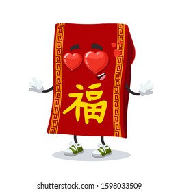 In love cartoon Chinese New Year Red Envelope character mascot on white background