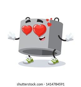 In love cartoon concrete ring for well character mascot on white background