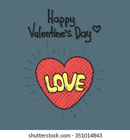 Love cartoon explosion. Falling in love. Love firework. Heart typography.