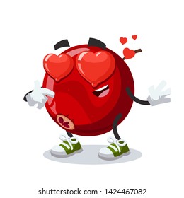 In love cartoon fresh tasty red cranberry character mascot on white background