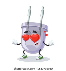 In love cartoon LED light diode lamp character mascot on white background