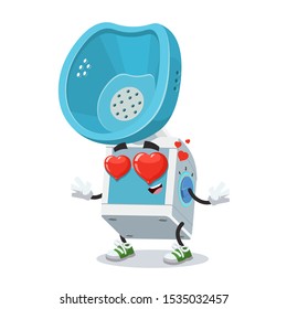 In love cartoon medical nebulizer steam inhaler character mascot on white background