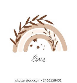 Love. Cartoon rainbow, hand drawing lettering. colorful vector illustration, flat style. design for print, greeting card, poster decoration, cover.
