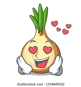 In love cartoon ripe yellow onion for cooking