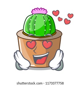 In love cartoon star cactus in flower pot