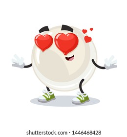 In love cartoon white natural oyster pearl character mascot on white background