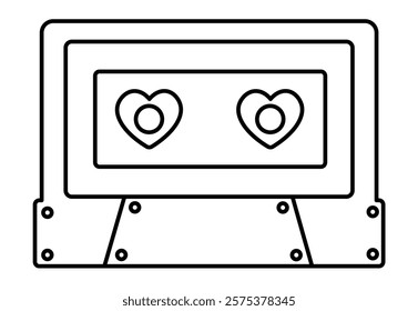 love cassette in doodle style. Elements for decoration design mail posts postcards poster print invitation background backdrop wrapping wallpaper