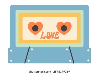 love cassette in doodle style. Elements for decoration design mail posts postcards poster print invitation background backdrop wrapping wallpaper