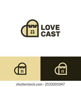 Diseño de logotipo de Vector de castillo de amor