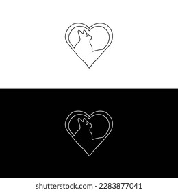 Love cat animal vector logo template silhouette 