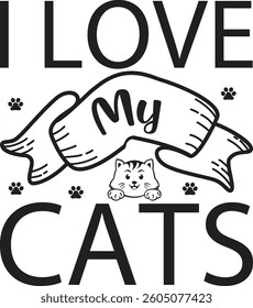 I LOVE CAT, BEST CAT T-SHIRT DESIGN 