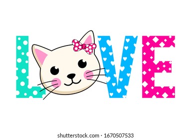 Love cat cartoon vector illustration