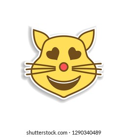in love cat colored emoji sticker icon. Element of emoji for mobile concept and web apps illustration.