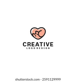 Love and cat cute logo vector