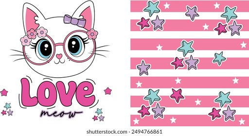 LOVE CAT GIRL CUTE STAR MAGIC