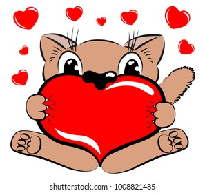 in love cat with heart