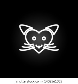 love cat with heart  neon icon. Elements of Heartbeat set. Simple icon for websites, web design, mobile app, info graphics