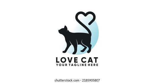 love cat logo design template