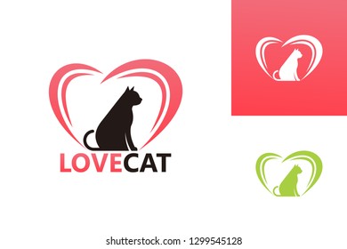 Love Cat Logo Template Design Vector, Emblem, Design Concept, Creative Symbol, Icon