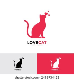 Love cat logo vector design. Suitable for business, veterinary, animal, pet friendly and cat lovers