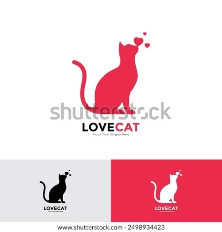 Love cat logo vector design. Suitable for business, veterinary, animal, pet friendly and cat lovers