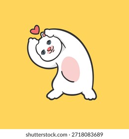 Ilustración linda del Vector de la etiqueta engomada del Meme del gato del amor