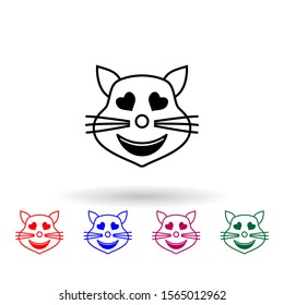 In love cat multi color icon. Simple thin line, outline vector of emoji icons for ui and ux, website or mobile application