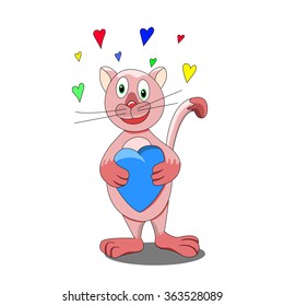 love cat with a multicolored hearts