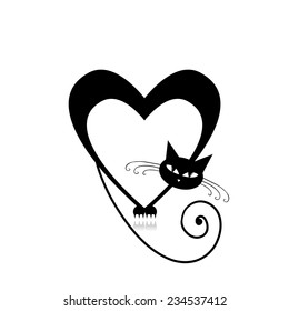 Love Cat Silhouette For Your Design