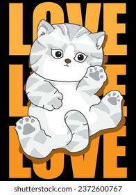 Love cat slogan typography design
