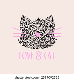 Love and Cat slogan typography for t-shirt prints, posters and other uses. 